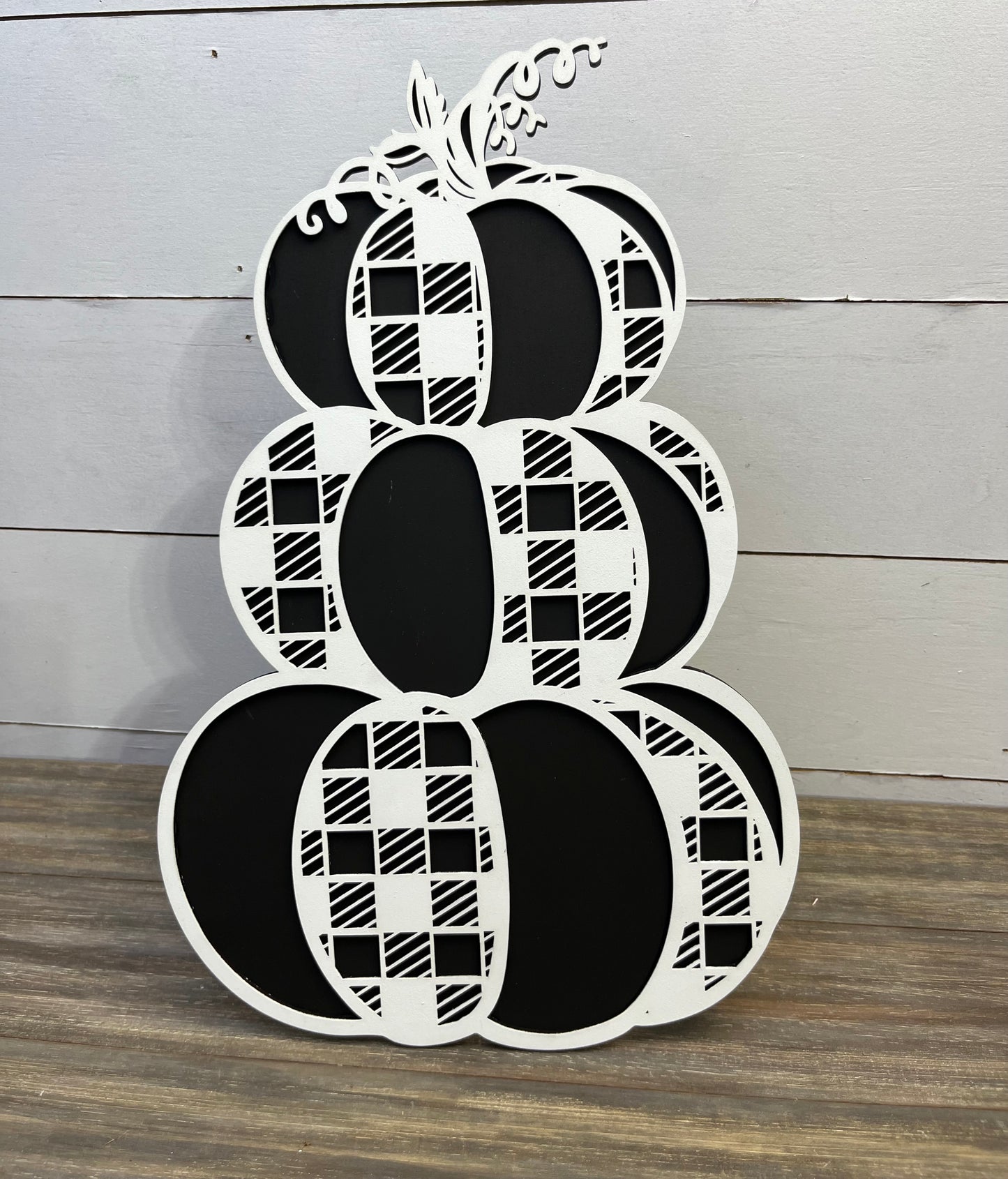 Buffalo Plaid Stacked Pumpkin
