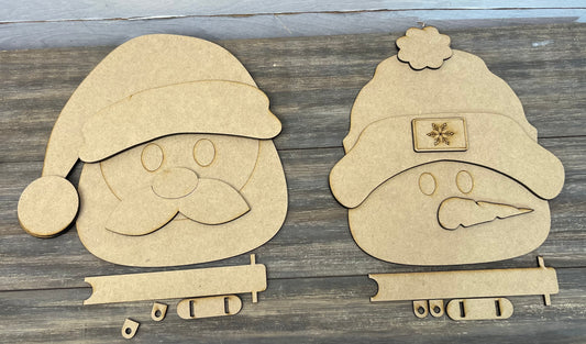 SANTA AND SNOWMAN SHELF SITTERS