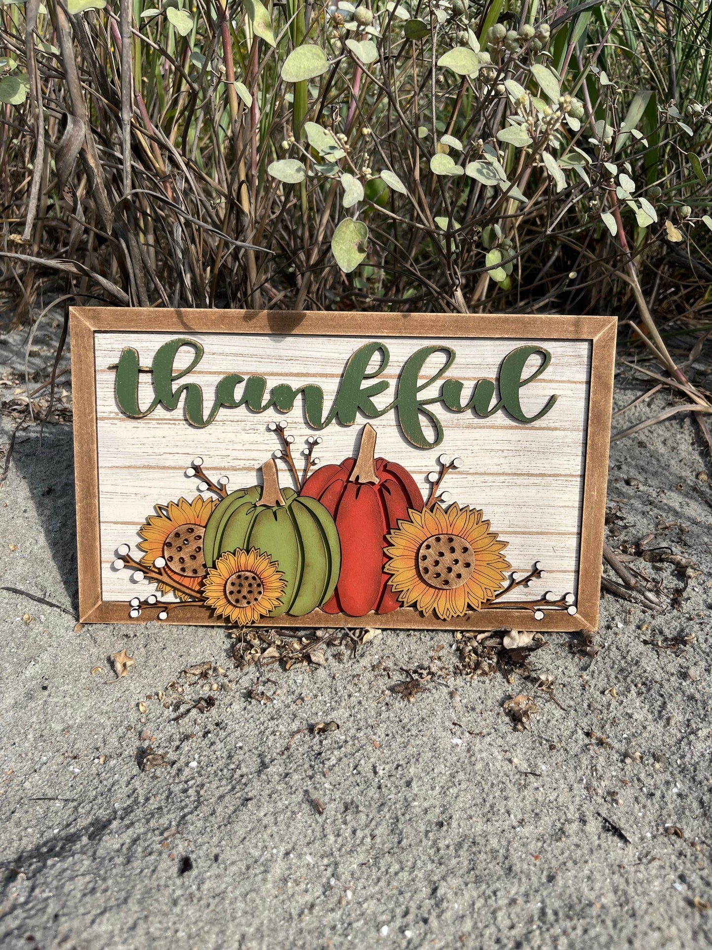 THANKFUL SUNFLOWER AND PUMPKIN SIGN