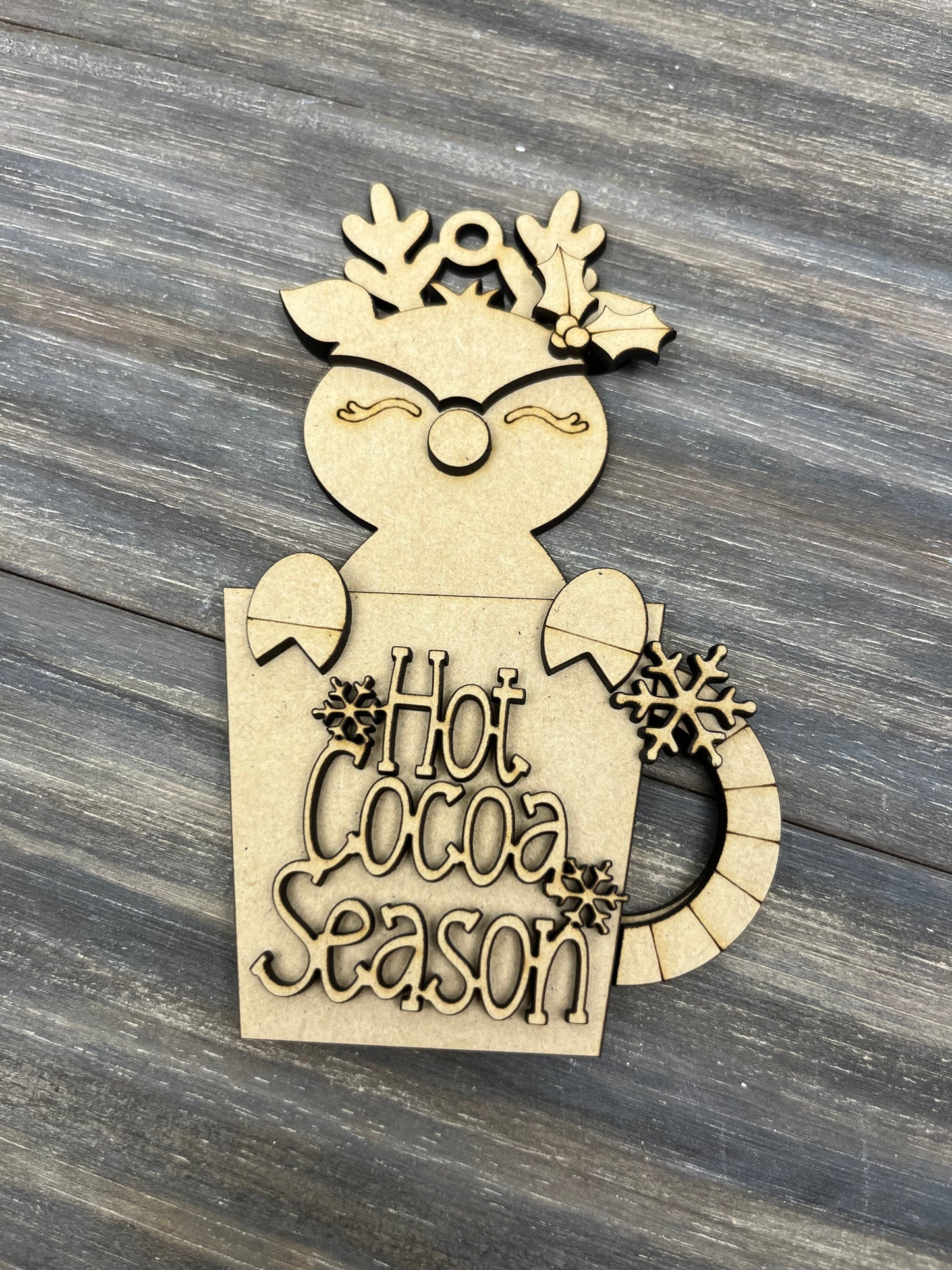 REINDEER COCOA MUG ORNAMENTS