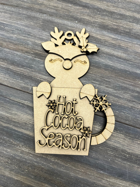 REINDEER COCOA MUG ORNAMENTS