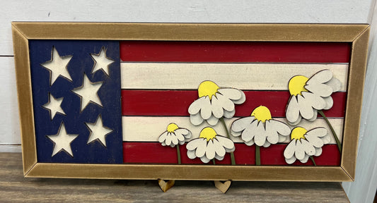 FLAG SIGN W/FLOWERS