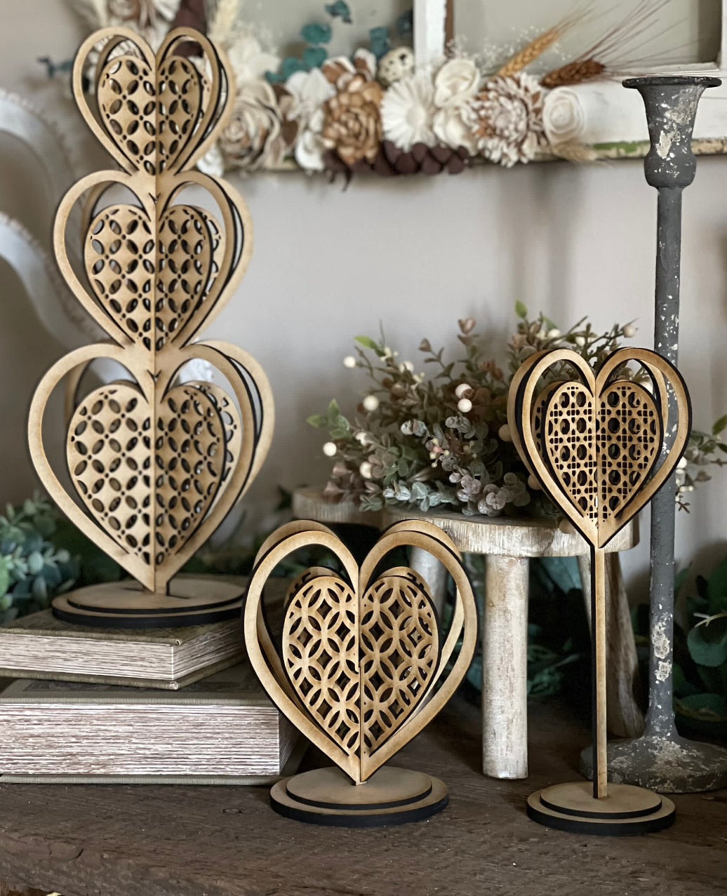 Rattan Farmhouse Hearts