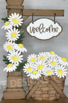 INTERCHANGEABLE WELCOME SIGN POST WITH BASKET