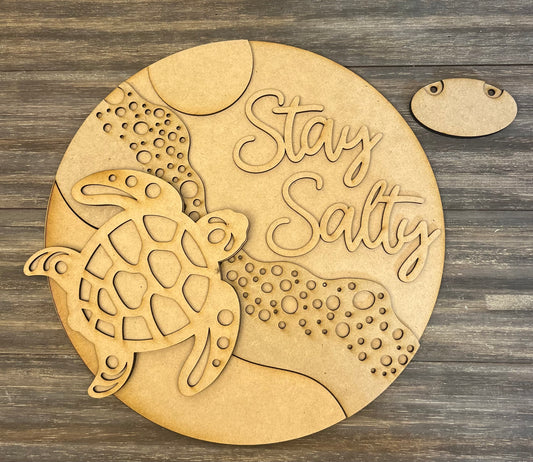 STAY SALTY DOOR HANGER AND SIGN POST SIGN