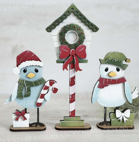 CHRISTMAS BIRDS W/ BIRDHOUSE