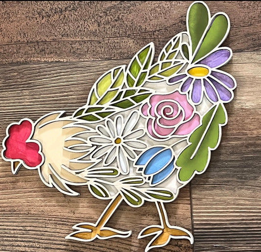 FLORAL CHICKEN & ROOSTER