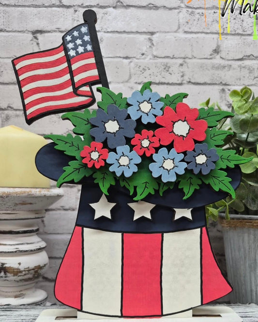PATRIOTIC FLORAL TOP HAT
