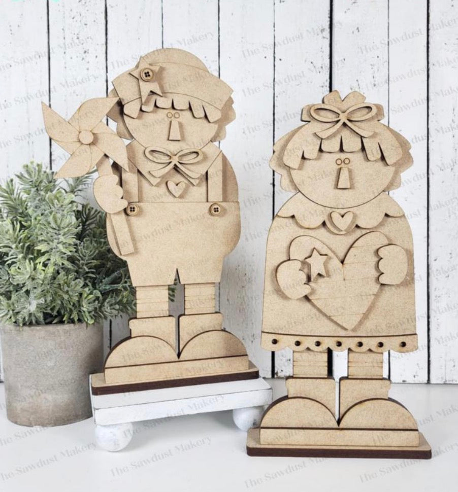 Primitive Raggedy Ann & Andy Americana Shelf Sitter