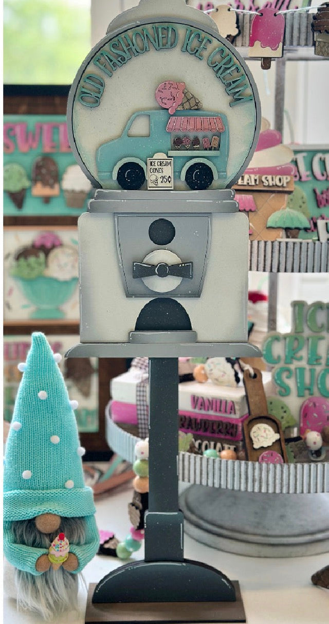 SNOW GLOBE  BUBBLEGUM MACHINE AND HOME SIGN