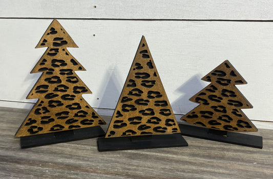 Leopard Print Christmas Tree Trio