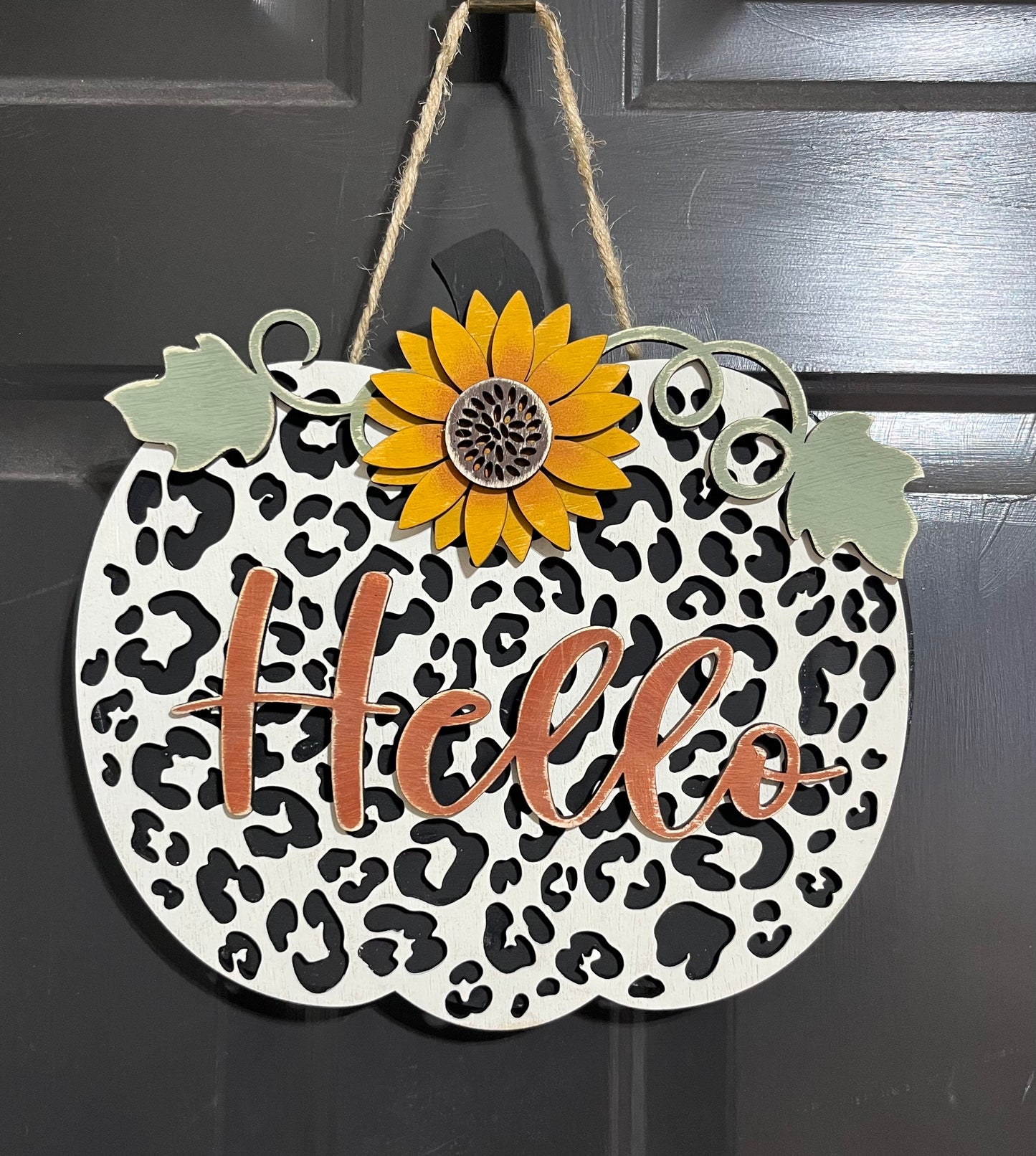 Leopard Pumpkin Door Hanger