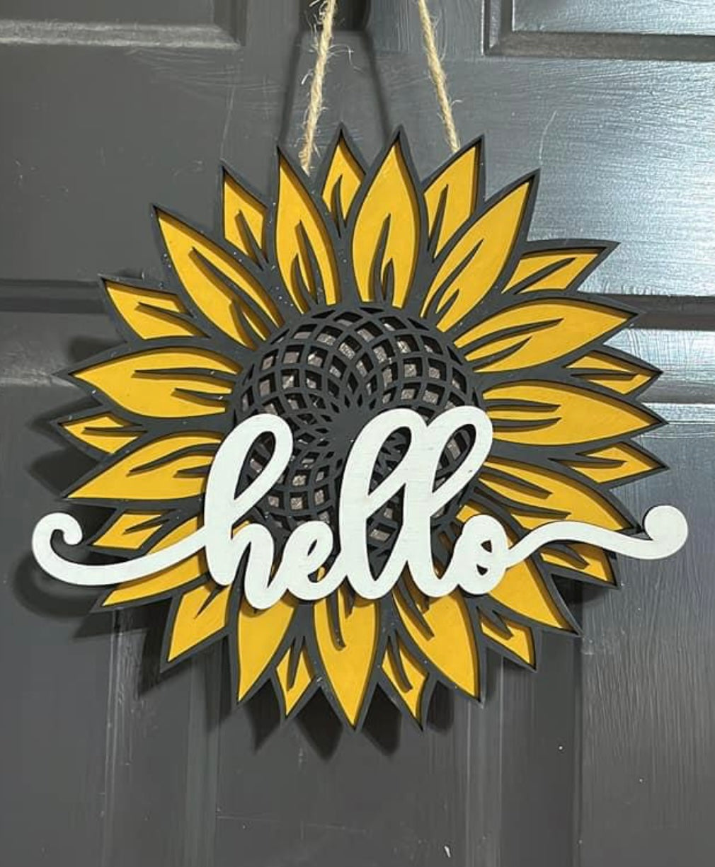 Sunflower Hello Door Hanger